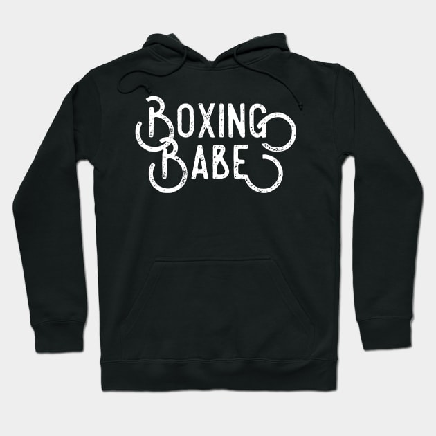 Boxing babe white distressed text female fighter design for women boxers Hoodie by BlueLightDesign